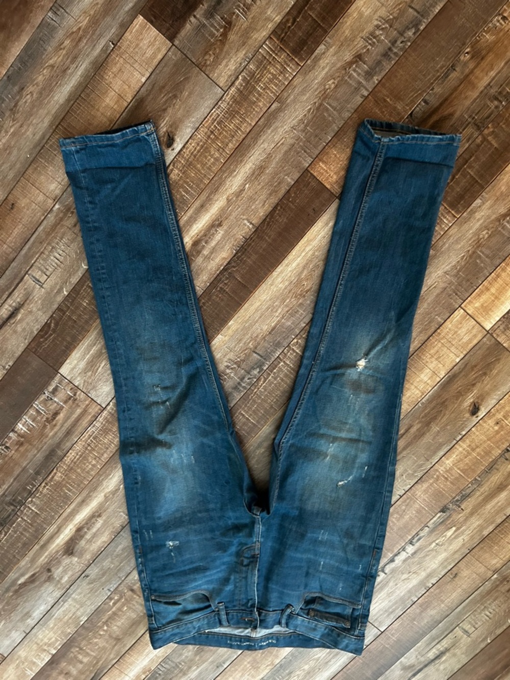 Old Navy Slim Straight Distressed Dark Blue Jeans